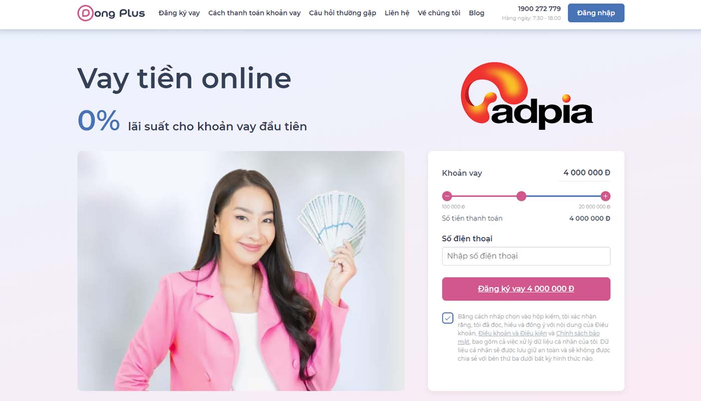 App vay tiền online nhanh, uy t&iacute;n, l&atilde;i suất thấp Dongplus
