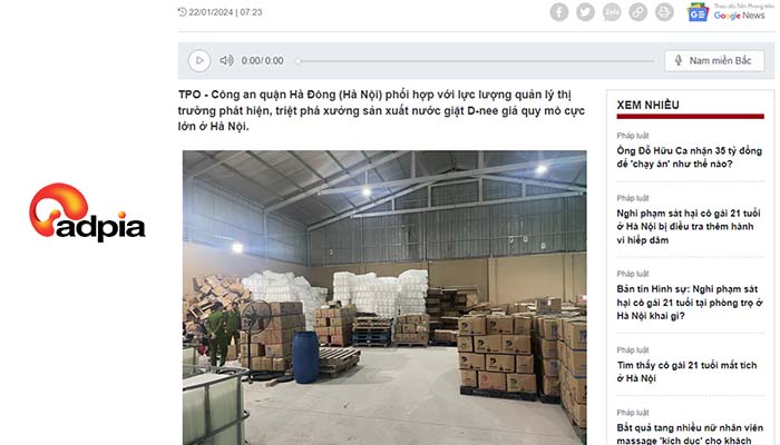 Triệt phá đường dây làm giả nước giặt Dnee