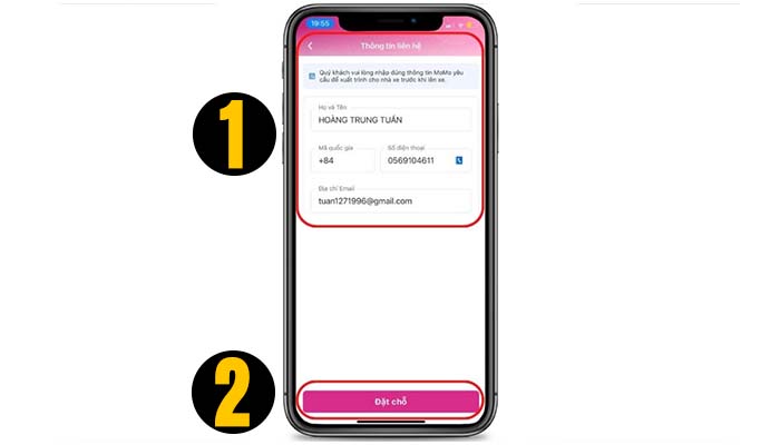 đặt vé xe phương trang online qua momo bước 4
