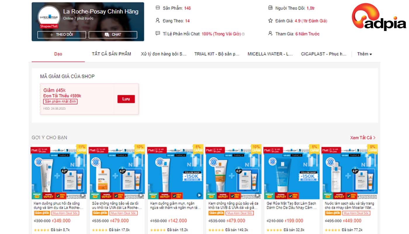 Top những shop bán mỹ phẩm uy tín trên Shopee La Roche-Posay