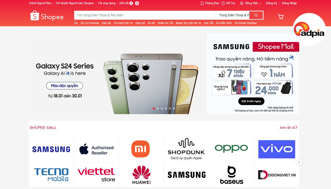 sản phẩm và ngành hàng bán chạy trên Shopee điện thoại và phụ kiện