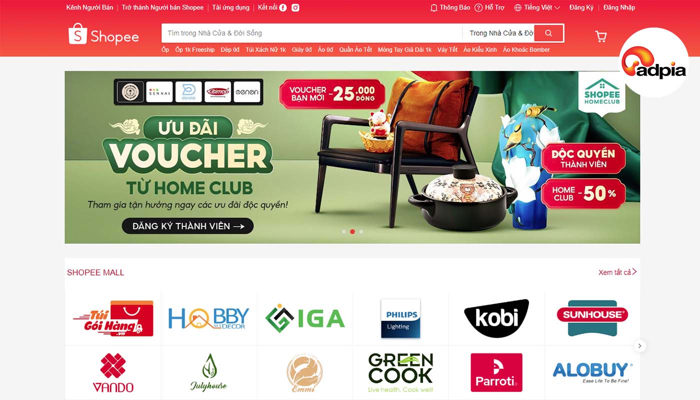 sản phẩm và ngành hàng bán chạy trên Shopee nhà cửa và đời sống
