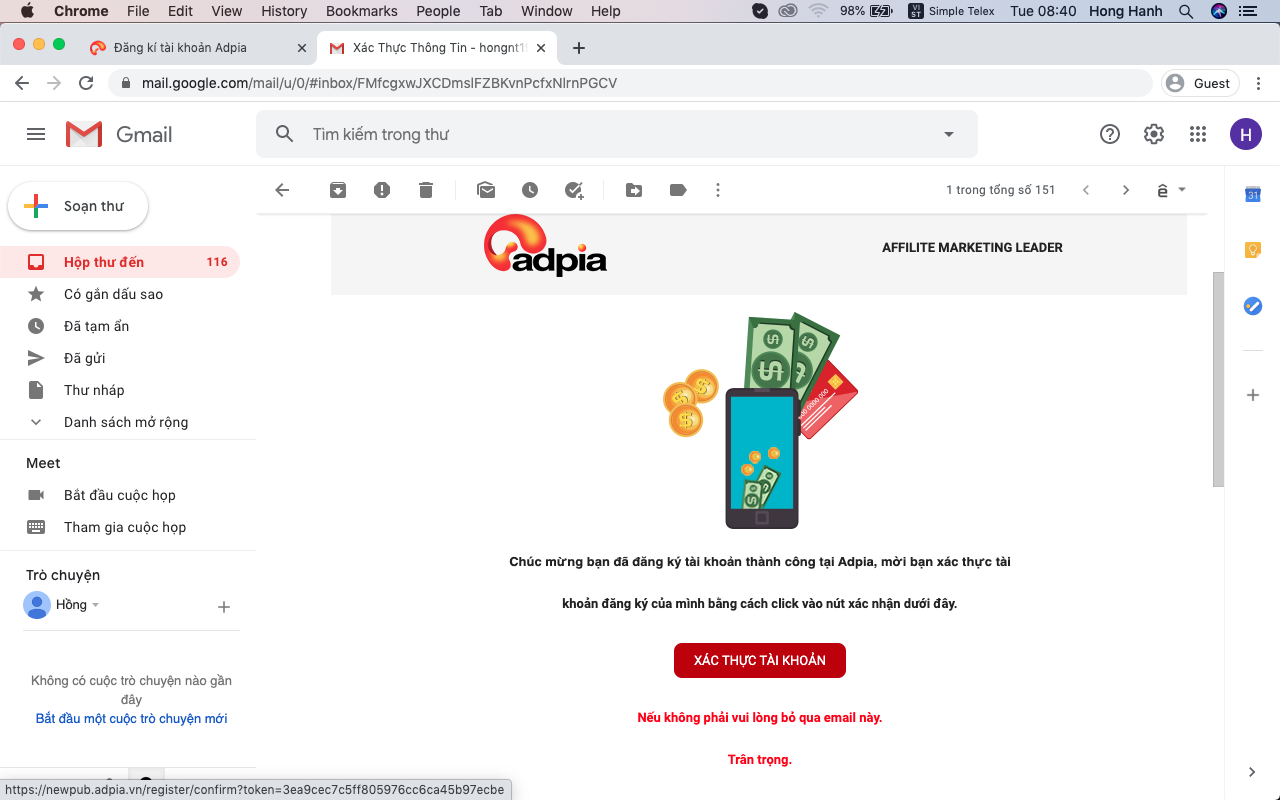 Bước 6 hướng dẫn đăng ký tài khoản affiliate