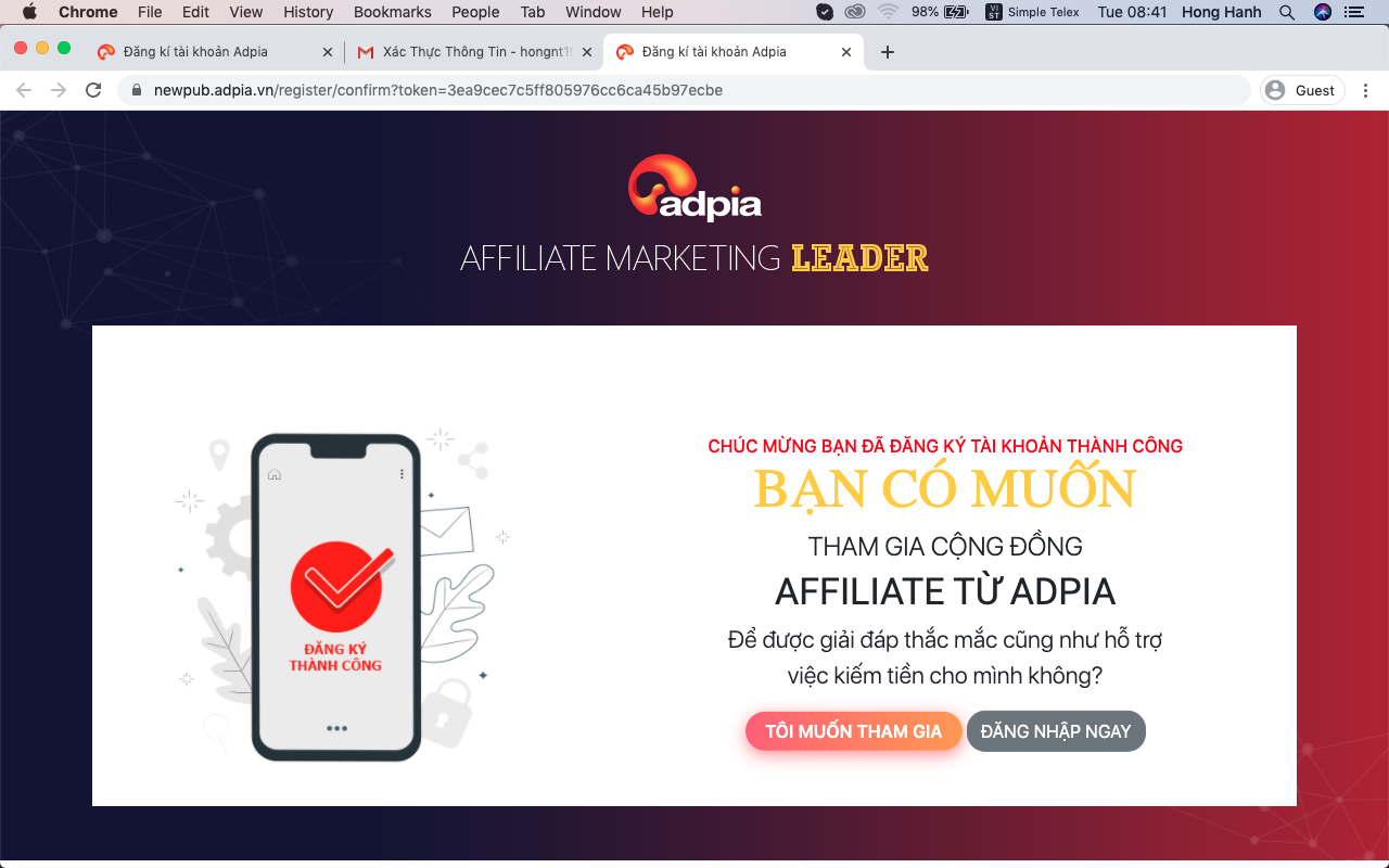 Bước 7 hướng dẫn đăng ký tài khoản affiliate