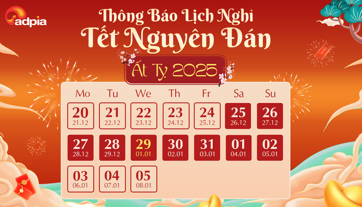 [THÔNG BÁO] LỊCH NGHỈ TẾT NGUYÊN ĐÁN ẤT TỴ & LỊCH THANH TOÁN HOA HỒNG ĐỢT 2 - THÁNG 01/2025
