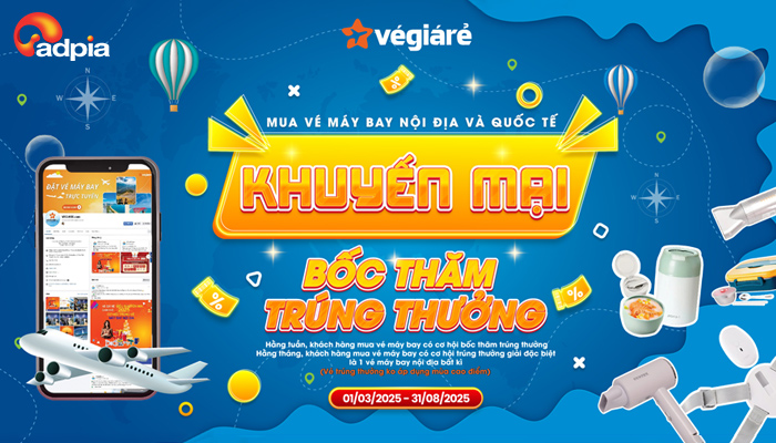 [VEGIARE] MUA VÉ MÁY BAY - BỐC THĂM TRÚNG THƯỞNG