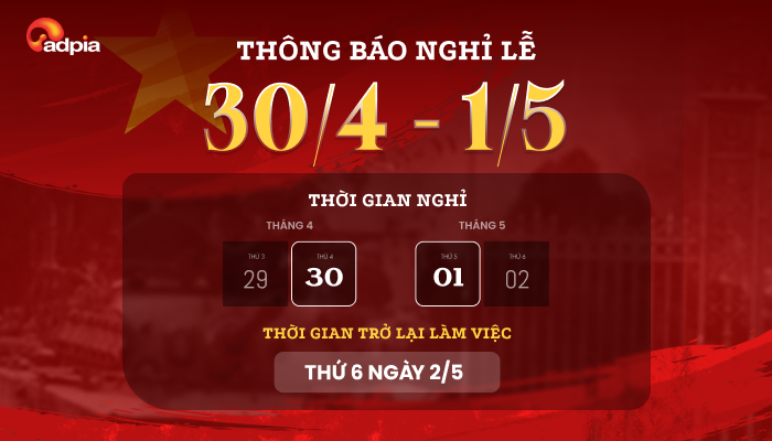 Thông báo lịch nghỉ lễ 30/4 - 1/5