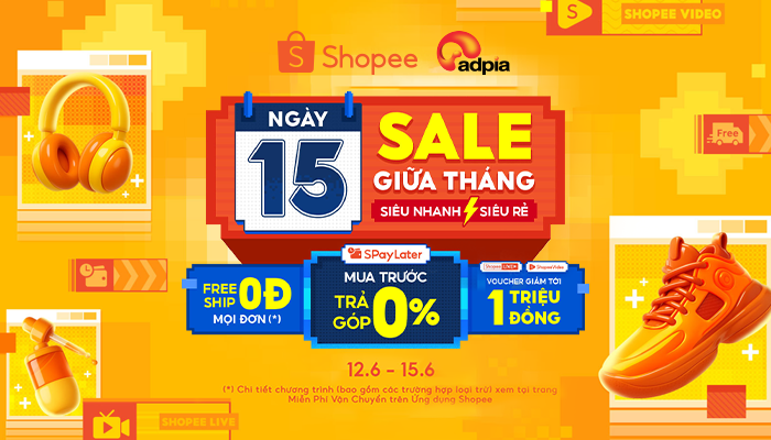 [SHOPEE] 15.6 Shopee sale giữa tháng - Siêu nhanh siêu rẻ