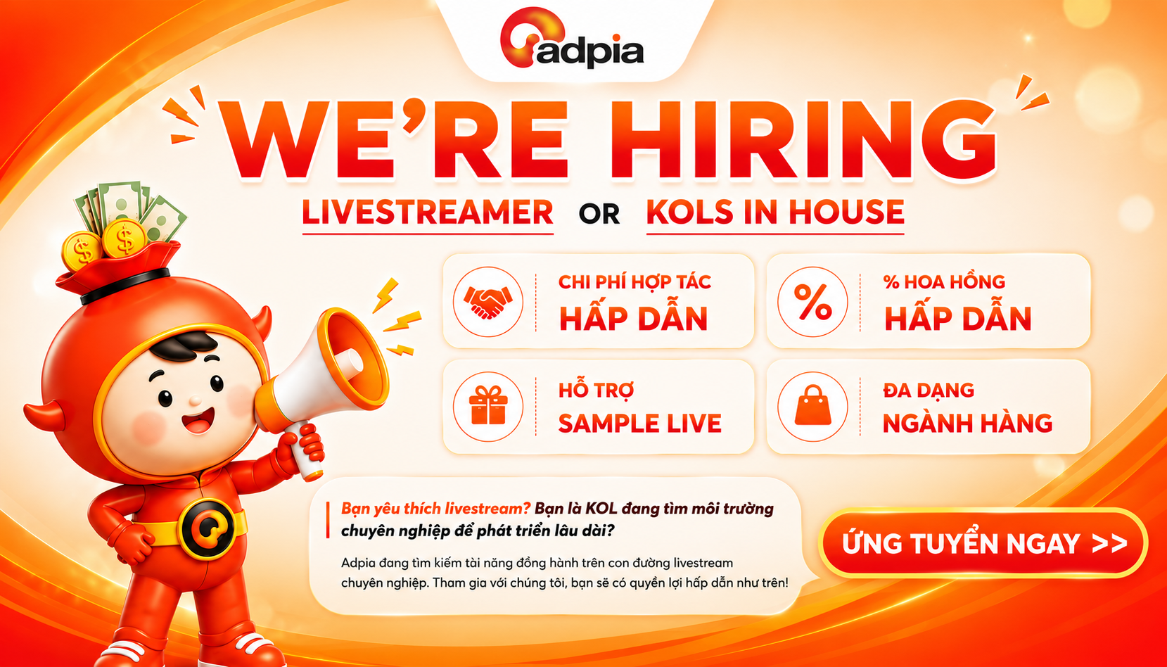 Tuyển dụng Livestream hoặc KOLs in-house
