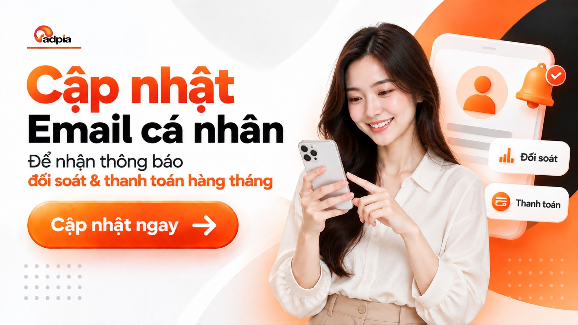Xác minh Email cá nhân để nhận thông báo Đối soát & Thanh toán từ ADPIA