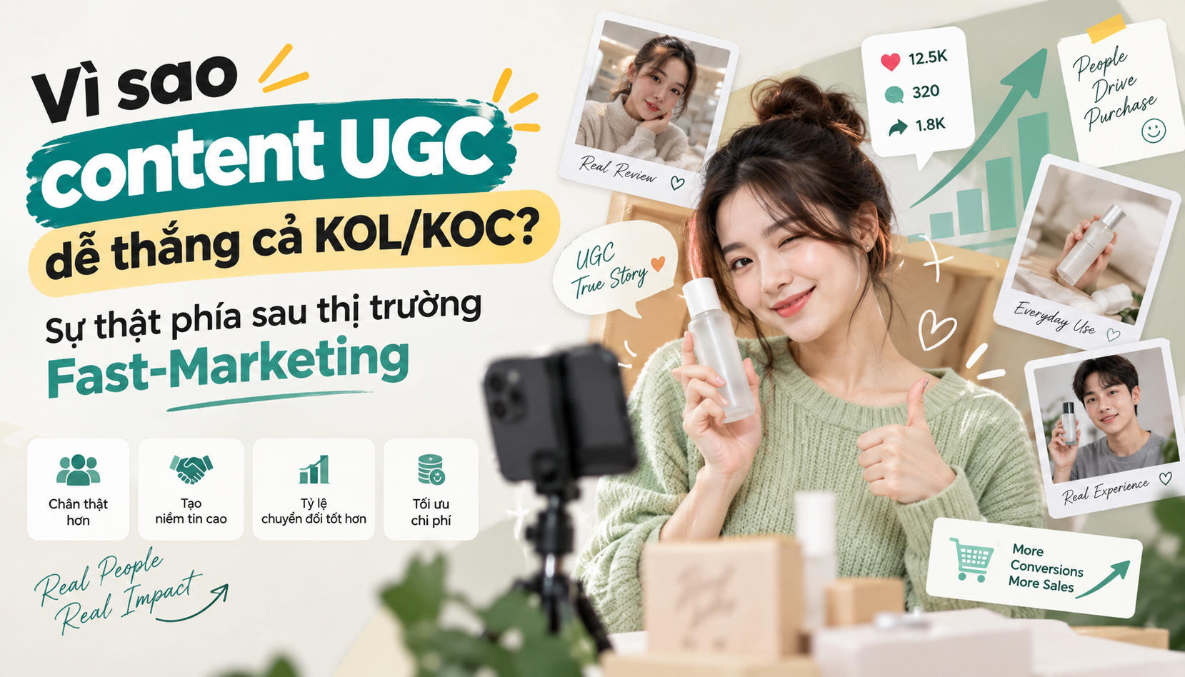 Vì sao content UGC dễ thắng cả KOL/KOC? Sự thật phía sau thị trường Fast-Marketing 2025