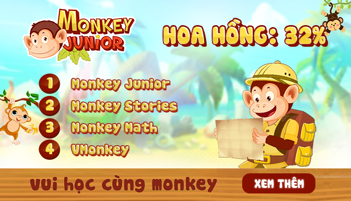 Affiliate Tiếng Anh Với Monkey Junior: Nhận Hoa Hồng CPS 32%